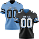 Custom Black White-Light Blue Reversible Double Side Authentic Football Jersey