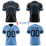 Custom Black-Light Blue Reversible Double Side Authentic Football Jersey