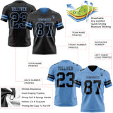 Custom Black-Light Blue Reversible Double Side Authentic Football Jersey