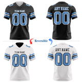 Custom Black Light Blue-White Reversible Double Side Authentic Football Jersey