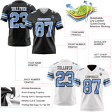 Custom Black Light Blue-White Reversible Double Side Authentic Football Jersey