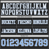 Custom Black Light Blue-White Reversible Double Side Authentic Football Jersey