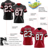 Custom Black White-Cardinal Reversible Double Side Authentic Football Jersey