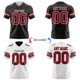 Custom Black Cardinal-White Reversible Double Side Authentic Football Jersey