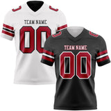 Custom Black Cardinal-White Reversible Double Side Authentic Football Jersey