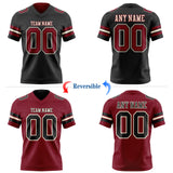 Custom Black Crimson-Cream Reversible Double Side Authentic Football Jersey
