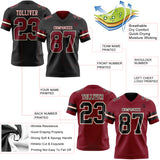 Custom Black Crimson-Cream Reversible Double Side Authentic Football Jersey