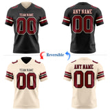 Custom Black Crimson-Cream Reversible Double Side Authentic Football Jersey