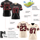 Custom Black Crimson-Cream Reversible Double Side Authentic Football Jersey