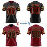 Custom Black Crimson-Old Gold Reversible Double Side Authentic Football Jersey