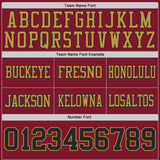Custom Black Crimson-Old Gold Reversible Double Side Authentic Football Jersey
