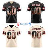 Custom Black Vintage USA Flag Cream-Crimson Reversible Double Side Authentic Football Jersey