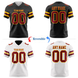 Custom Black Maroon-Gold Reversible Double Side Authentic Football Jersey