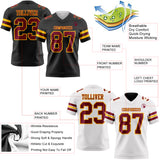 Custom Black Maroon-Gold Reversible Double Side Authentic Football Jersey