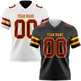Custom Black Maroon-Gold Reversible Double Side Authentic Football Jersey