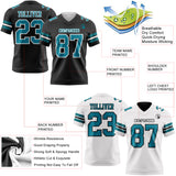 Custom Black Teal-White Reversible Double Side Authentic Football Jersey