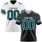 Custom Black Teal-White Reversible Double Side Authentic Football Jersey