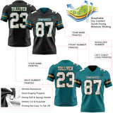 Custom Black White Old Gold-Teal Reversible Double Side Authentic Football Jersey