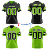 Custom Black Neon Green-White Reversible Double Side Authentic Football Jersey