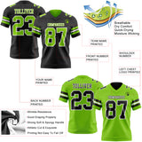 Custom Black Neon Green-White Reversible Double Side Authentic Football Jersey