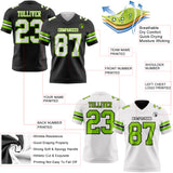 Custom Black White-Neon Green Reversible Double Side Authentic Football Jersey