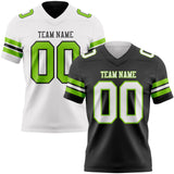 Custom Black White-Neon Green Reversible Double Side Authentic Football Jersey