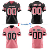 Custom Black Medium Pink-White Reversible Double Side Authentic Football Jersey