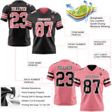 Custom Black Medium Pink-White Reversible Double Side Authentic Football Jersey