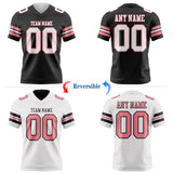 Custom Black White-Medium Pink Reversible Double Side Authentic Football Jersey