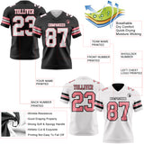 Custom Black White-Medium Pink Reversible Double Side Authentic Football Jersey
