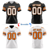 Custom Black White-Bay Orange Reversible Double Side Authentic Football Jersey