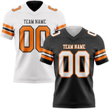 Custom Black White-Bay Orange Reversible Double Side Authentic Football Jersey