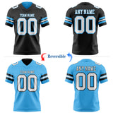 Custom Black White-Sky Blue Reversible Double Side Authentic Football Jersey