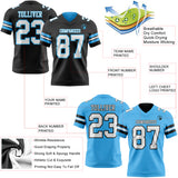 Custom Black White-Sky Blue Reversible Double Side Authentic Football Jersey