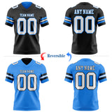Custom Black White-Powder Blue Reversible Double Side Authentic Football Jersey
