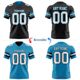 Custom Black White-Panther Blue Reversible Double Side Authentic Football Jersey