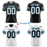 Custom Black White-Panther Blue Reversible Double Side Authentic Football Jersey