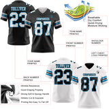 Custom Black White-Panther Blue Reversible Double Side Authentic Football Jersey
