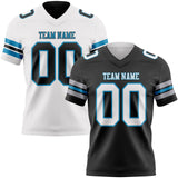 Custom Black White-Panther Blue Reversible Double Side Authentic Football Jersey