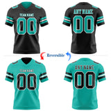 Custom Black Aqua-White Reversible Double Side Authentic Football Jersey