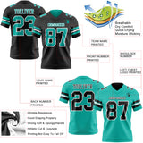 Custom Black Aqua-White Reversible Double Side Authentic Football Jersey