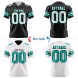 Custom Black White-Aqua Reversible Double Side Authentic Football Jersey