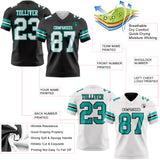 Custom Black White-Aqua Reversible Double Side Authentic Football Jersey