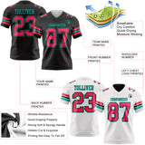 Custom Black Neon Pink-Aqua Reversible Double Side Authentic Football Jersey