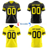 Custom Black-Light Yellow Reversible Double Side Authentic Football Jersey