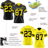 Custom Black-Light Yellow Reversible Double Side Authentic Football Jersey