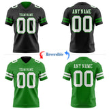 Custom Black White-Grass Green Reversible Double Side Authentic Football Jersey