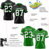 Custom Black White-Grass Green Reversible Double Side Authentic Football Jersey