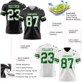 Custom Black White-Grass Green Reversible Double Side Authentic Football Jersey