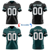 Custom Black White Gray-Midnight Green Reversible Double Side Authentic Football Jersey